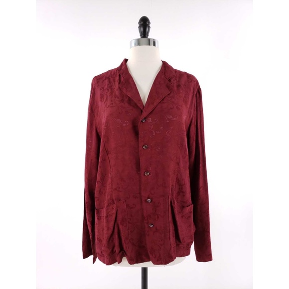 CP Shades Tops - CP Shades Lagenlook Damask Button Up Top